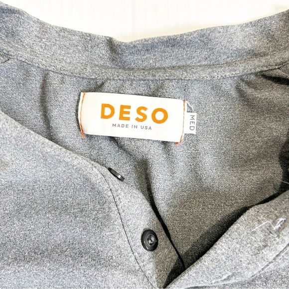 🌷SALE DESO Benton Henley Long Sleeve Shirt Size Medium Gray Made in the USA Stre - Picture 3 of 8